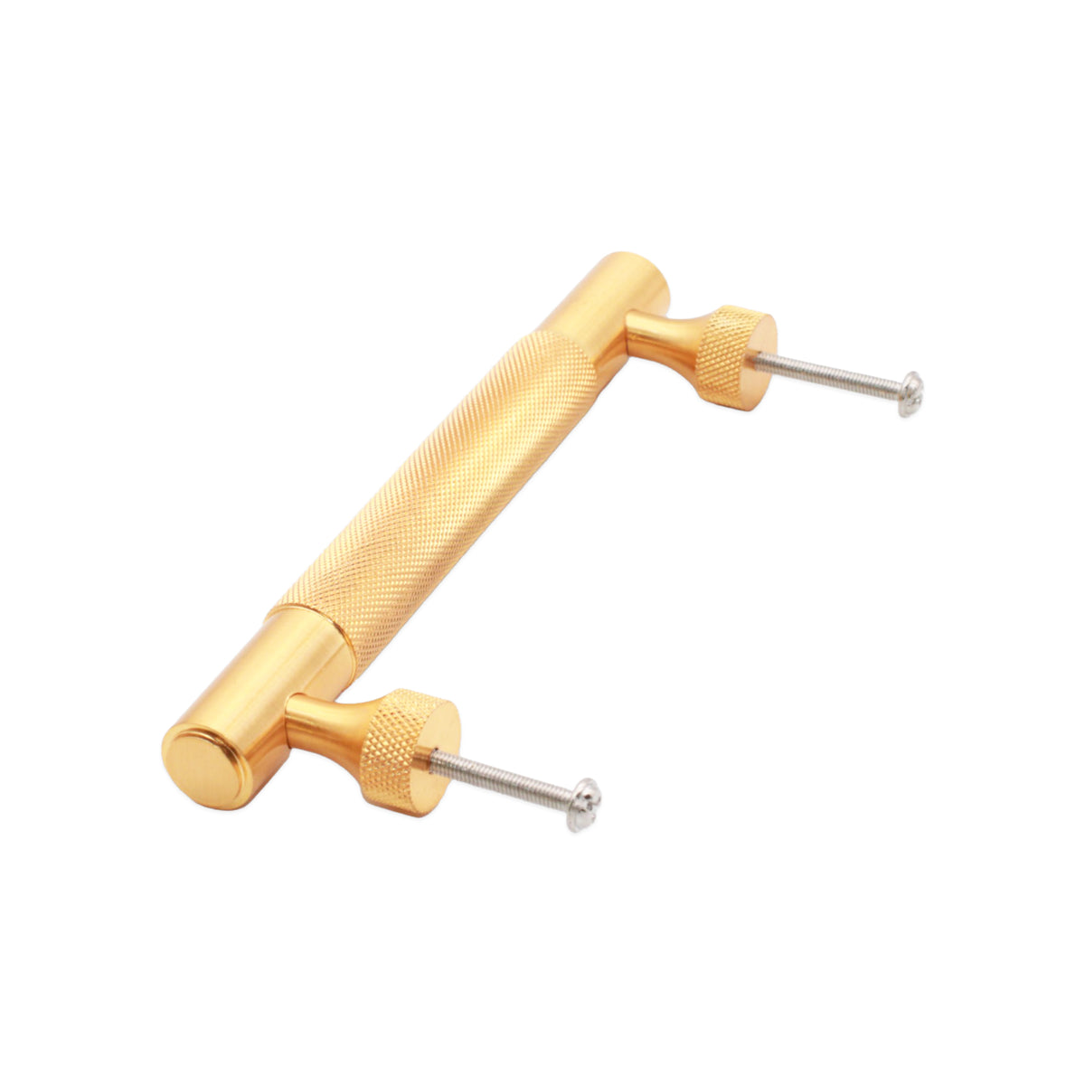 Knurled Bar Handles Medium Satin Brass