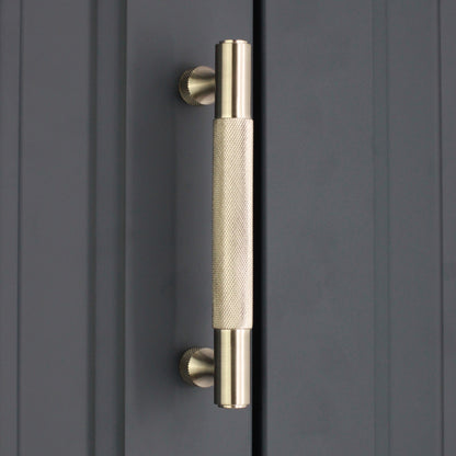 Knurled Bar Handles Medium Satin Silver