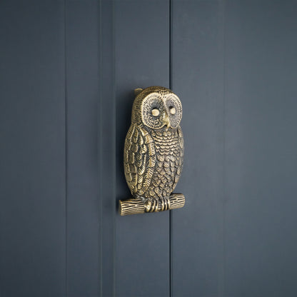 Owl Door Knocker Antique Brass