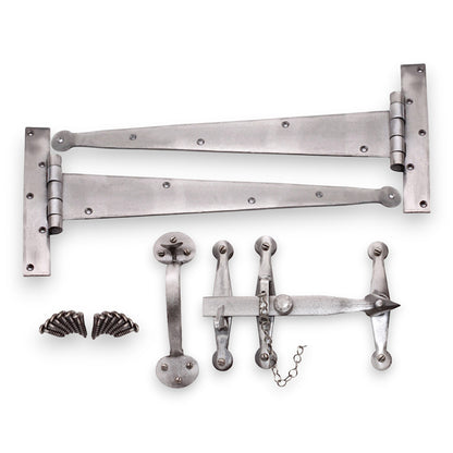 Heavy Duty Handforged Door Hardware Kit Pewter