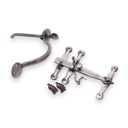 Heavy Duty Handforged Door Hardware Kit Pewter