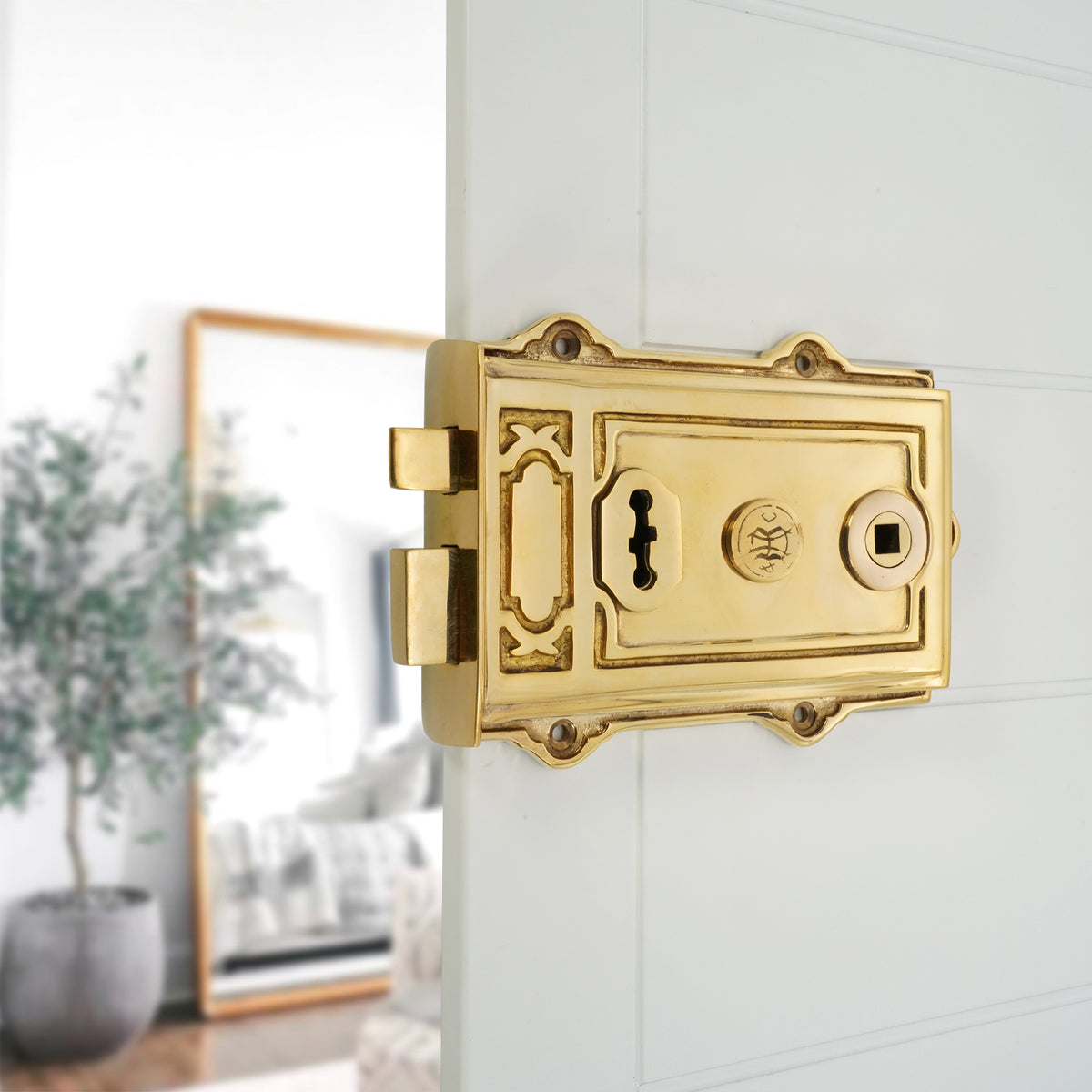 Davenport Rim Lock Polished Brass