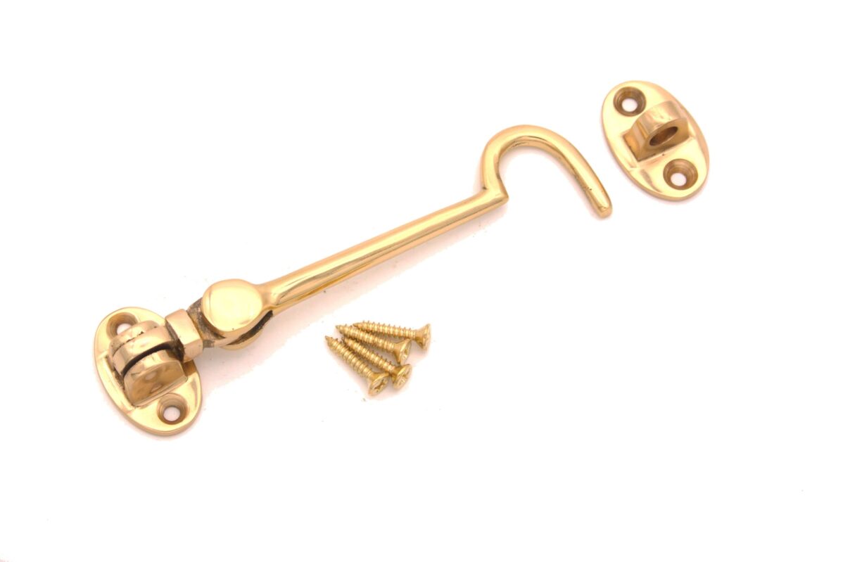 Silent Cabin Hook 4" - 100mm Polished Brass