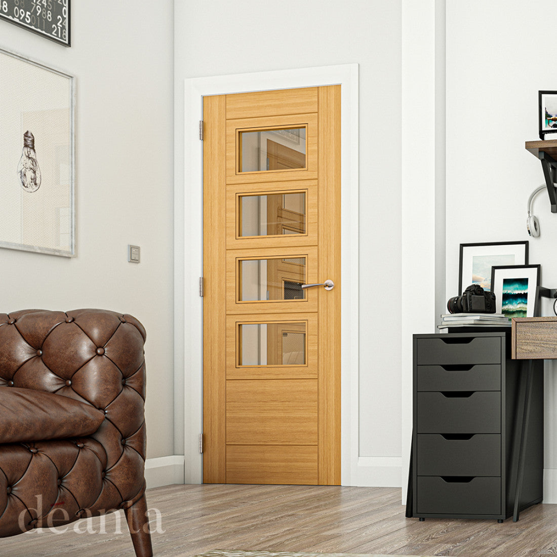 Seville Prefinished Oak Glazed 4 Lite Square FSC