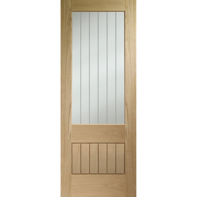 Suffolk Essential 2XG Internal Oak Door with Clear Etched Glass (Unfinished)