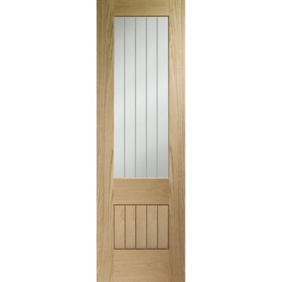 Suffolk Essential 2XG Pre-Finished Internal Oak Door with Clear Etched Glass