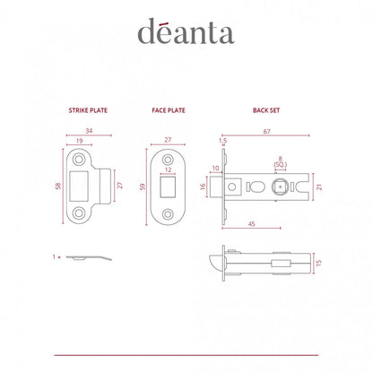 Tubular Latch Satin Nickel Non-Fire Rated
