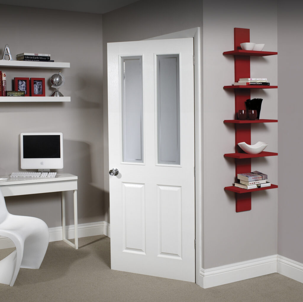 Victorian Internal White Moulded Door with Forbes Glass