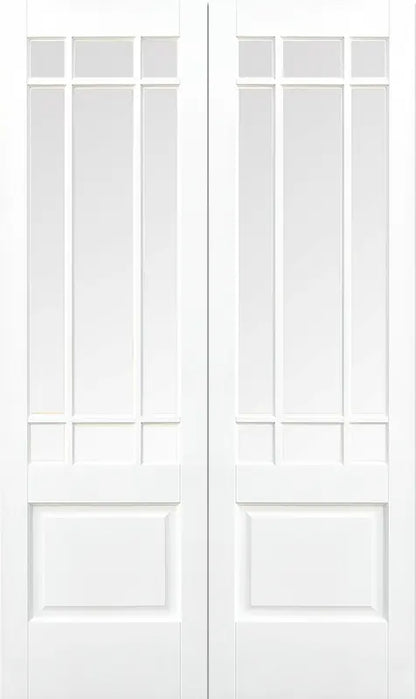 White Downham Glazed 9L Pair LPD Doors