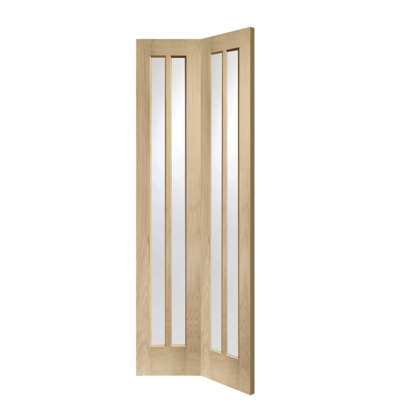 Worcester Internal Oak Bi-Fold Door with Clear Glass