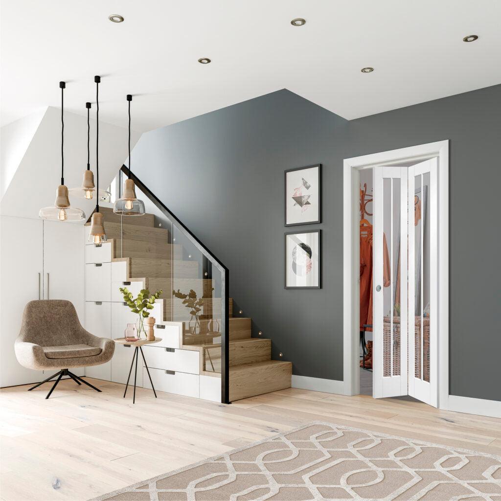 Worcester White Primed Internal Bi-Fold with Clear Glass