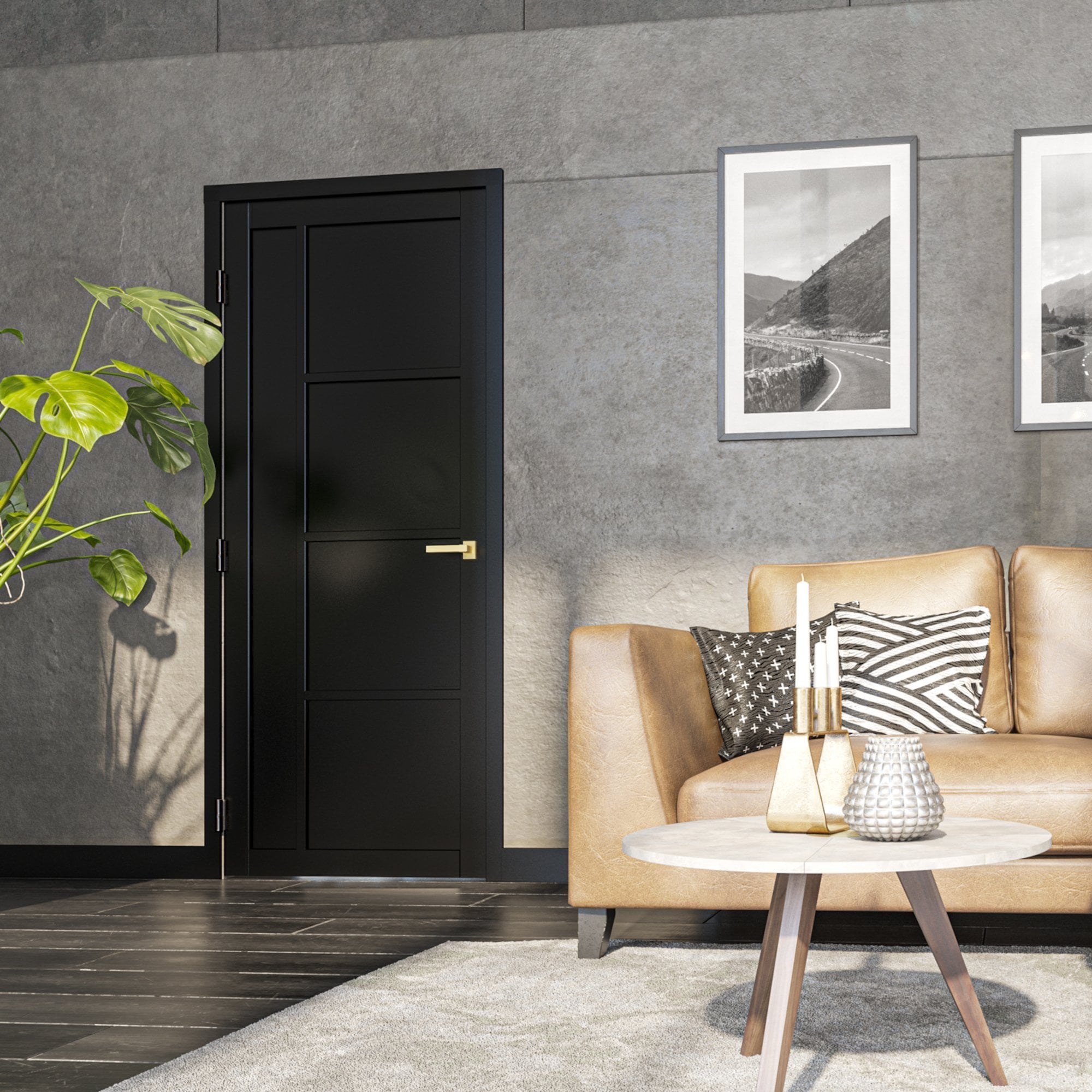 Brixton Black Prefinished Internal Door
