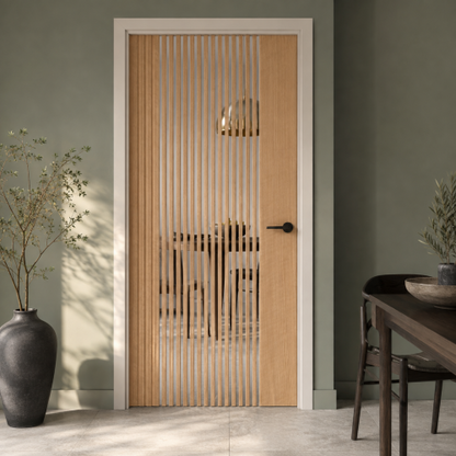 Brisbane Glazed Laminate Blonde Oak Internal Door PM Mendes